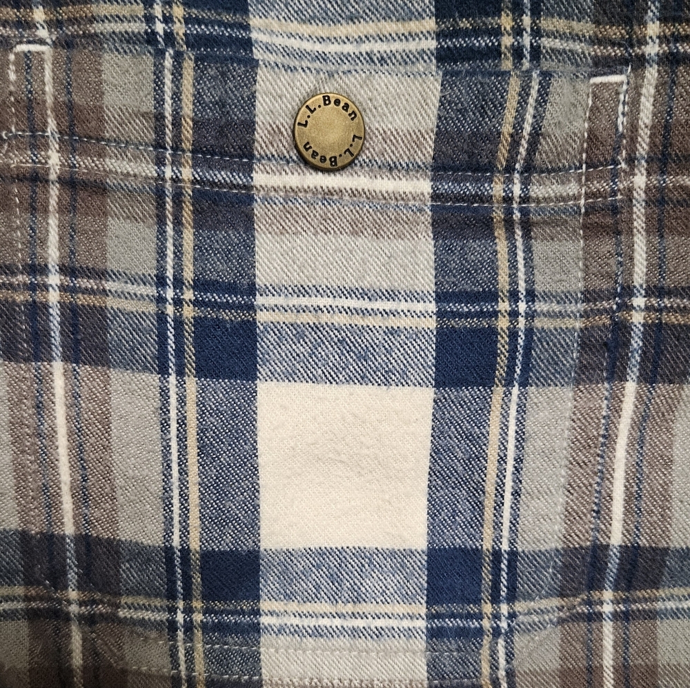 LL Bean Men's Scotch Plaid Flannel Shacket Anorak Traditional Fit Size L - Reg - Picture 7 of 11